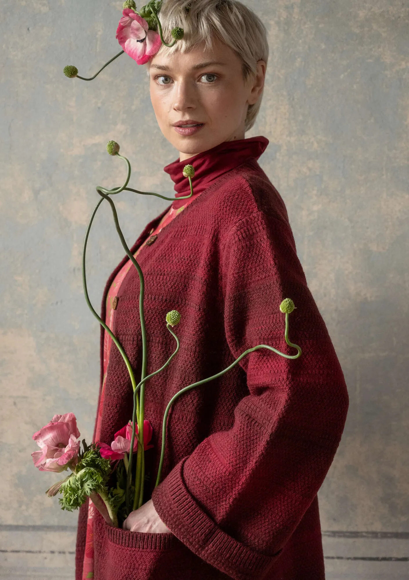 Långkofta "Eckerö" i effektfärgad ull-Gudrun Sjödén Sale