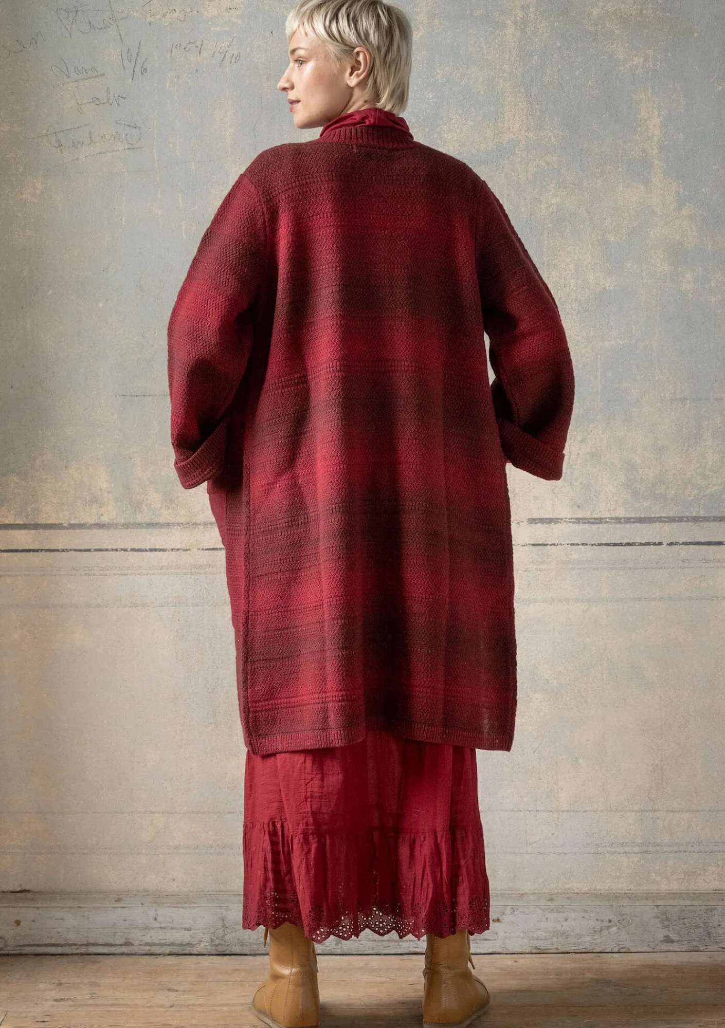 Långkofta "Eckerö" i effektfärgad ull-Gudrun Sjödén Sale