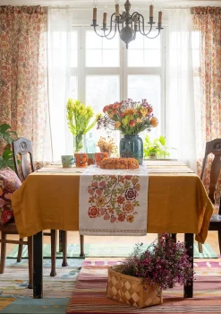 Löpare "Wild rose" i lin/bomull-Gudrun Sjödén