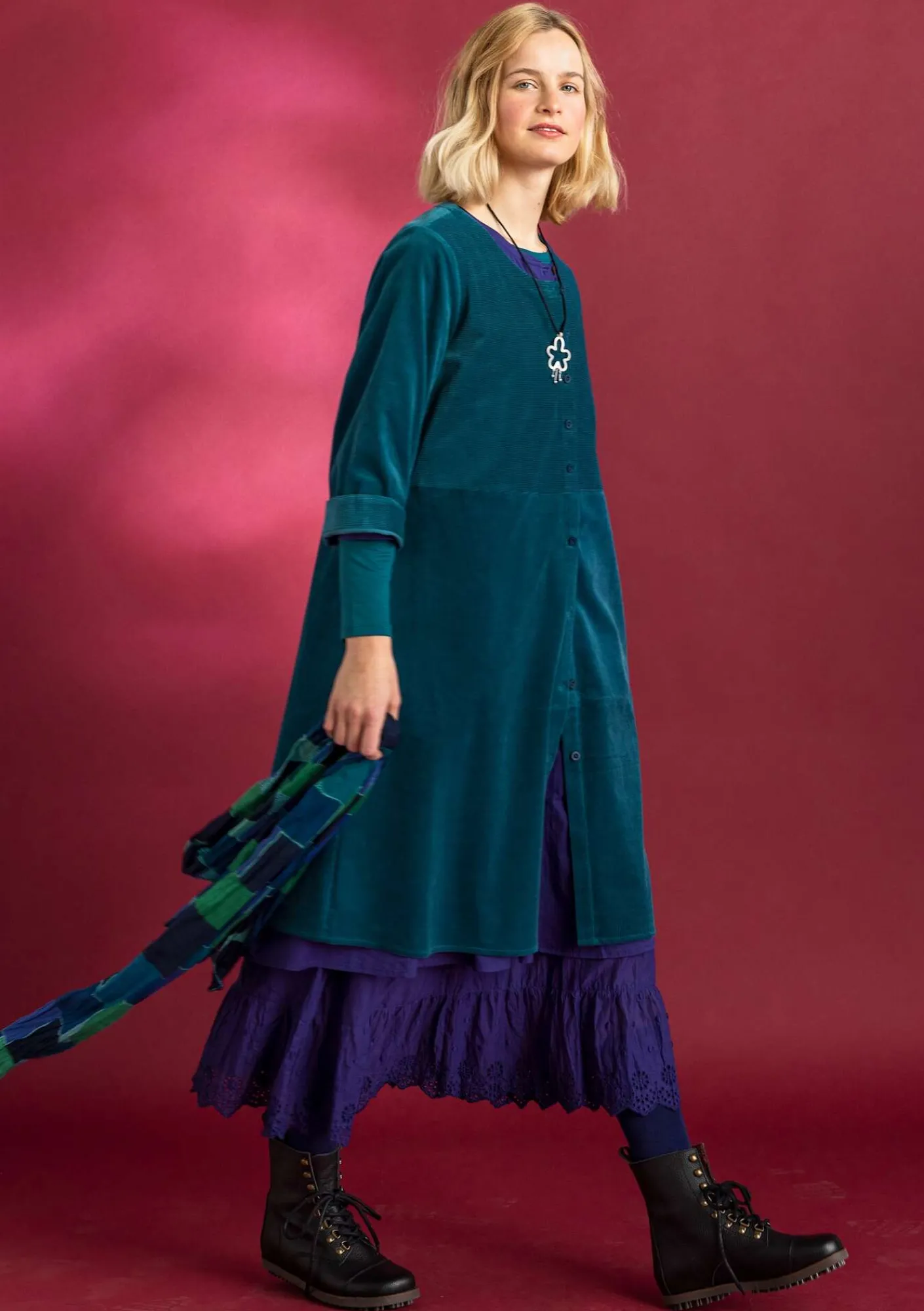 Manchesterklänning i ekologisk bomull/elastan-Gudrun Sjödén