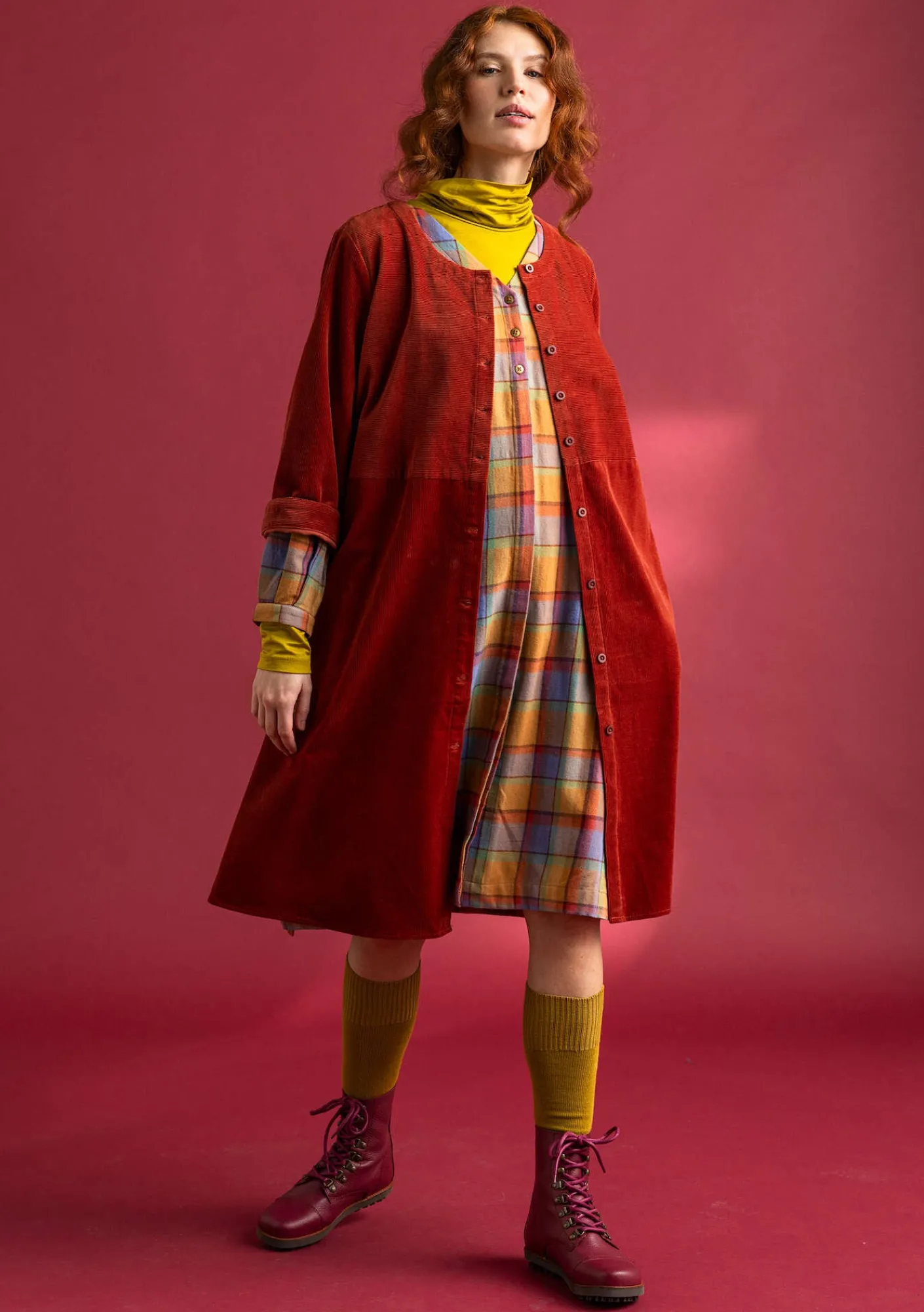 Manchesterklänning i ekologisk bomull/elastan-Gudrun Sjödén