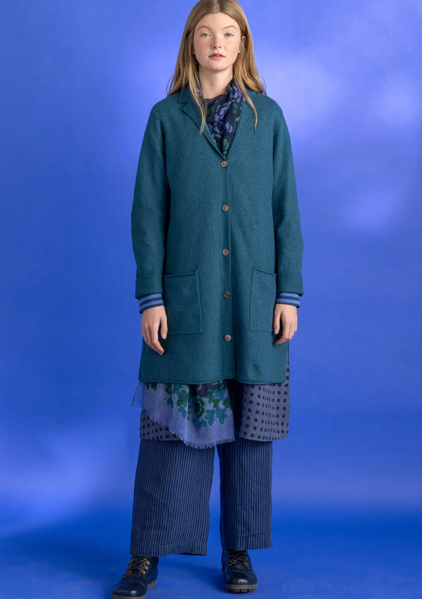 Stickad kavaj i filtad ekologisk ull-Gudrun Sjödén Sale