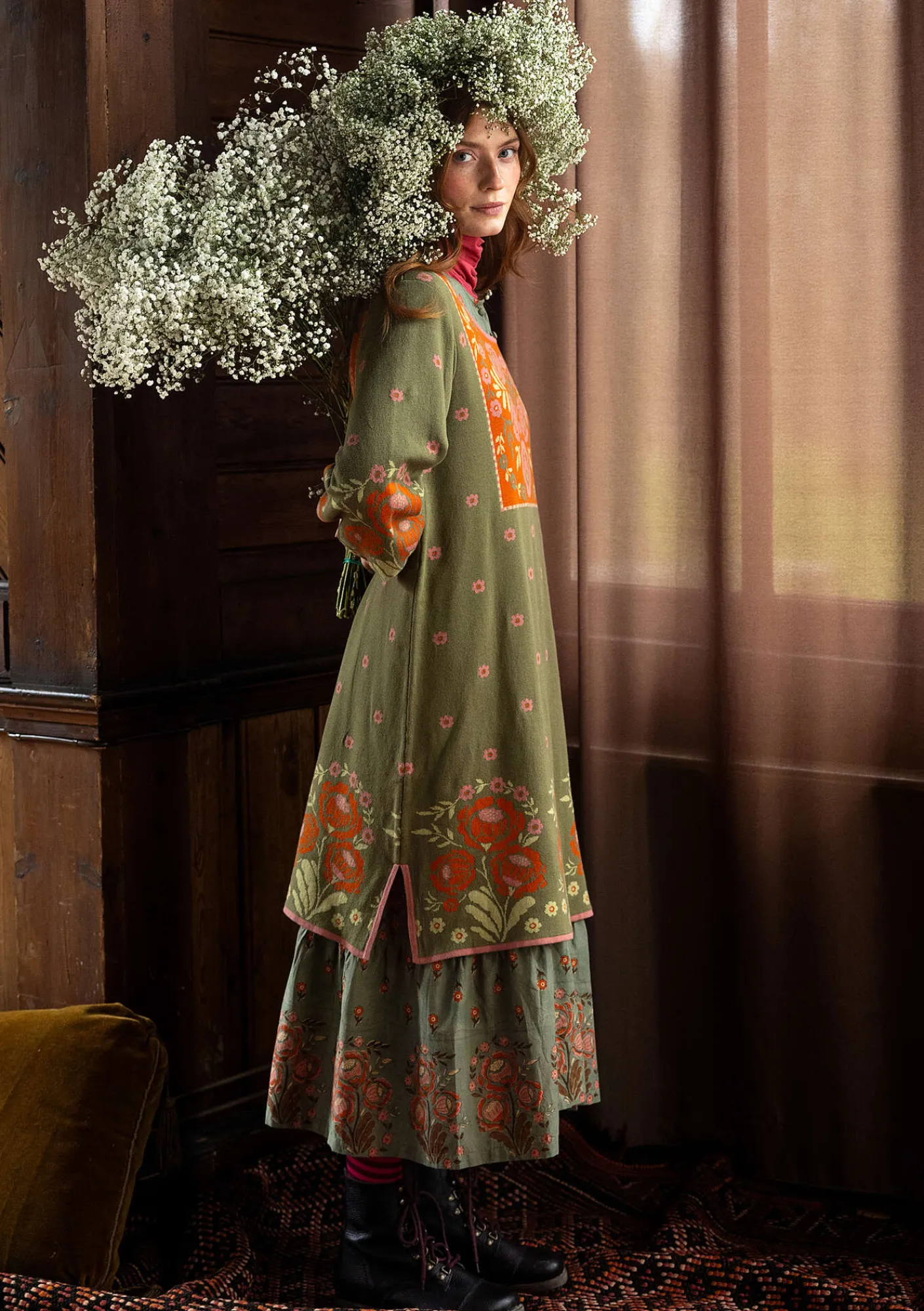 Stickad klänning "Stine" i ekologisk/återvunnen bomull-Gudrun Sjödén