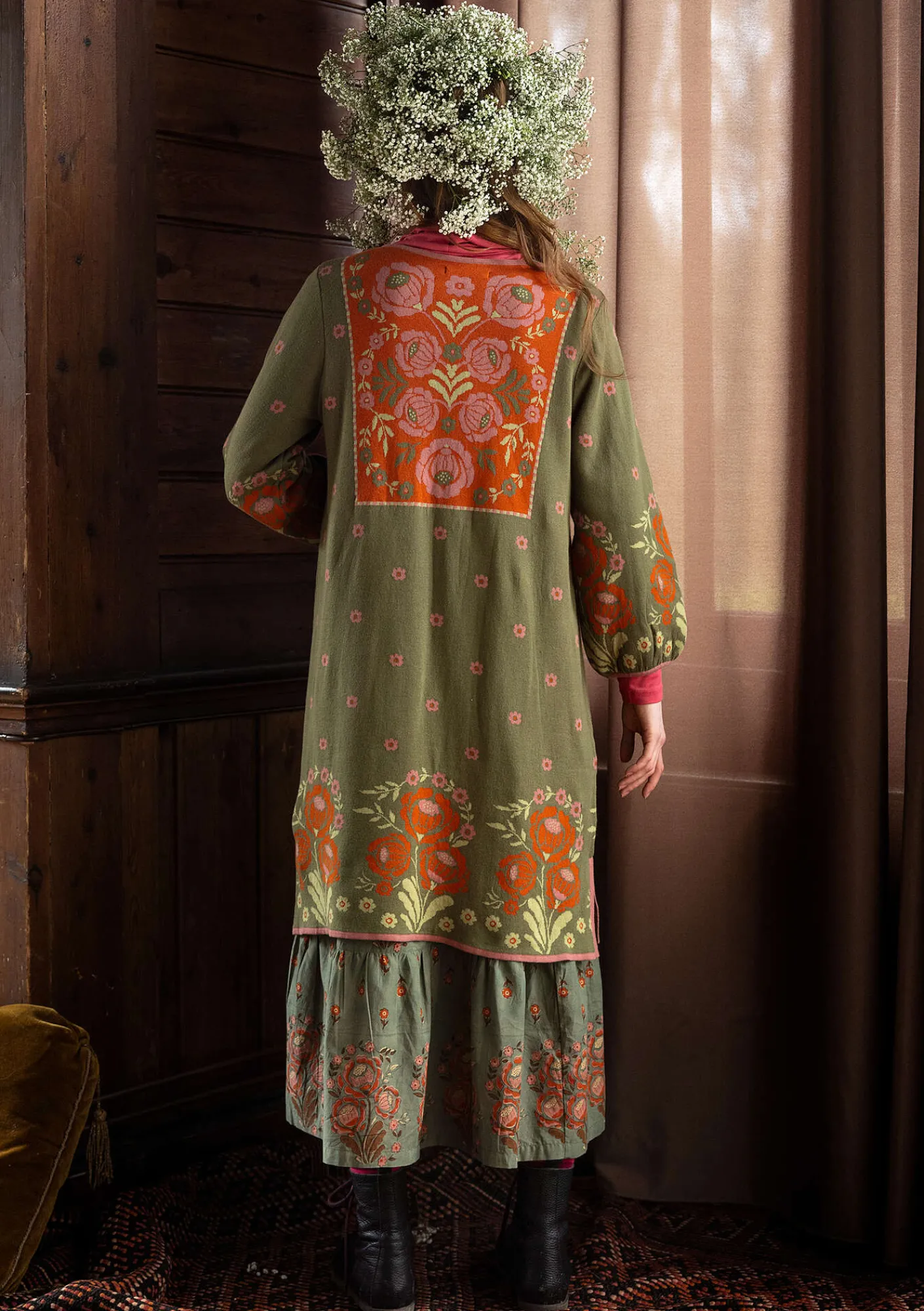 Stickad klänning "Stine" i ekologisk/återvunnen bomull-Gudrun Sjödén