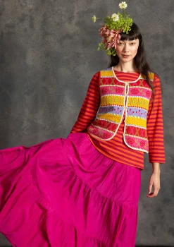 Stickad väst "Klara" i ekologisk/återvunnen bomull-Gudrun Sjödén Hot