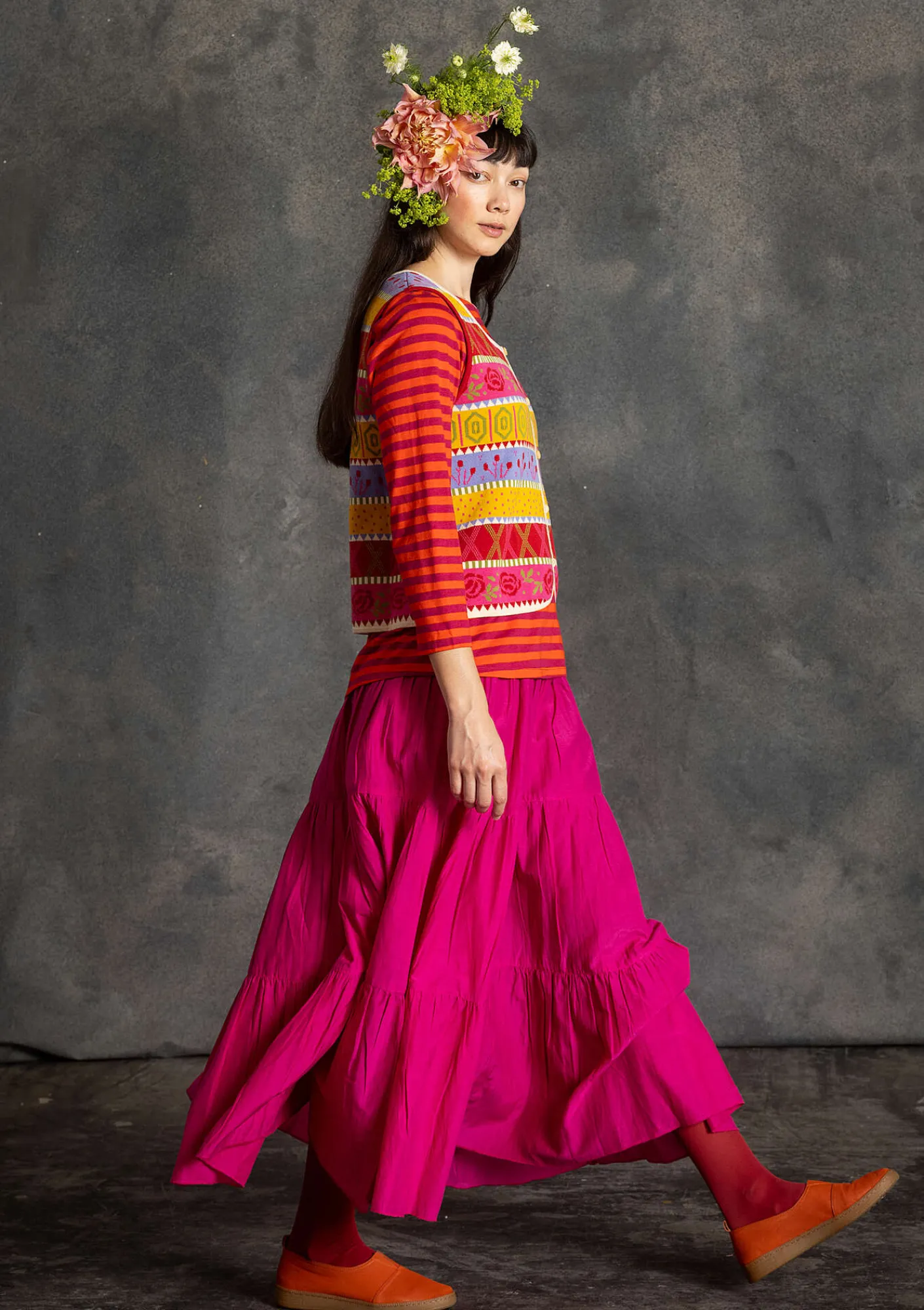 Stickad väst "Klara" i ekologisk/återvunnen bomull-Gudrun Sjödén Hot