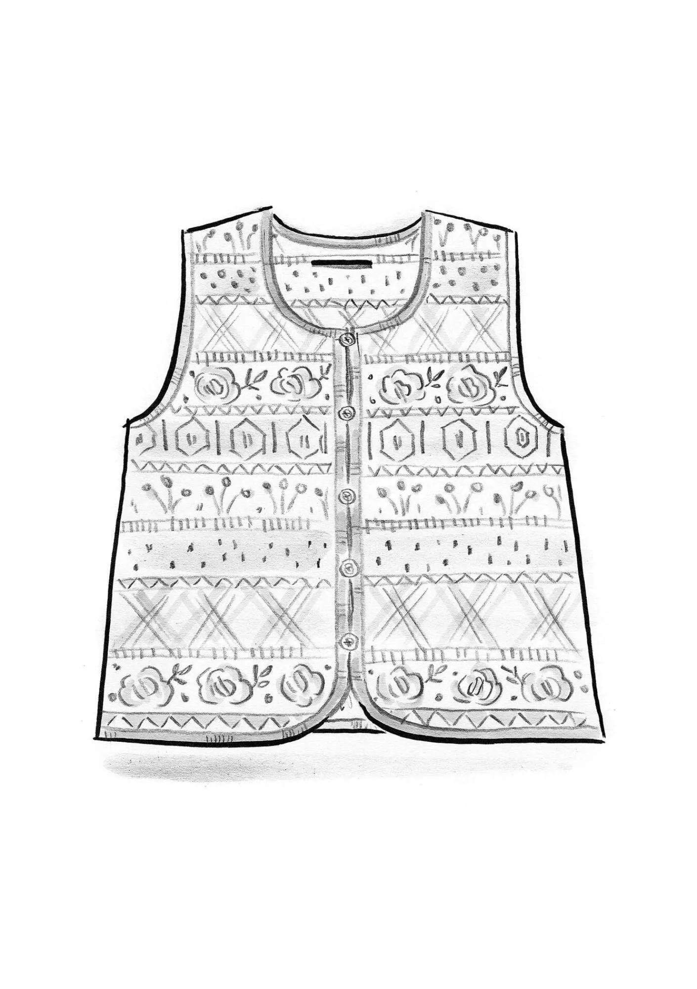 Stickad väst "Klara" i ekologisk/återvunnen bomull-Gudrun Sjödén Hot