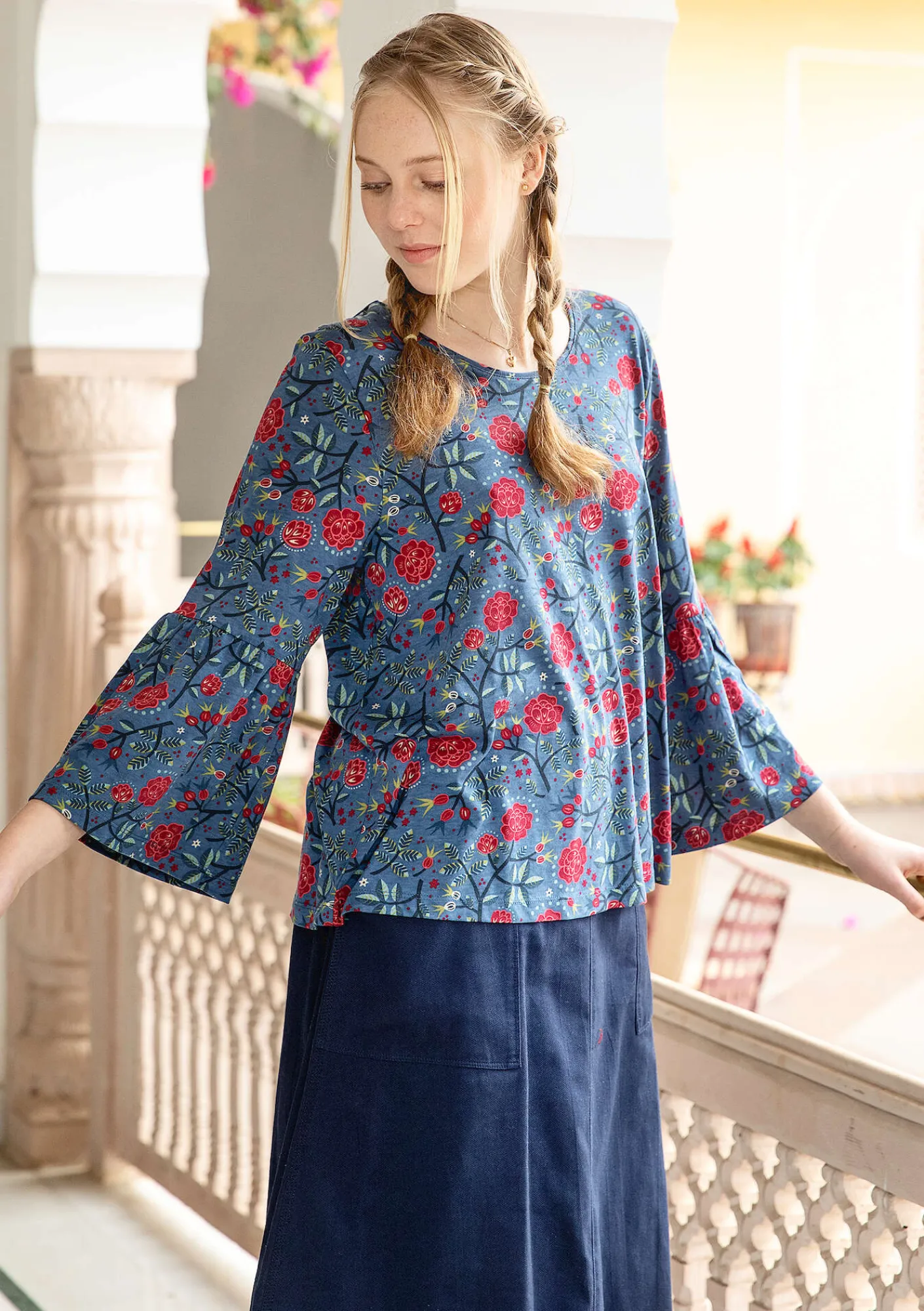 Top "Nyponros" i ekologisk bomull/modal-Gudrun Sjödén Online