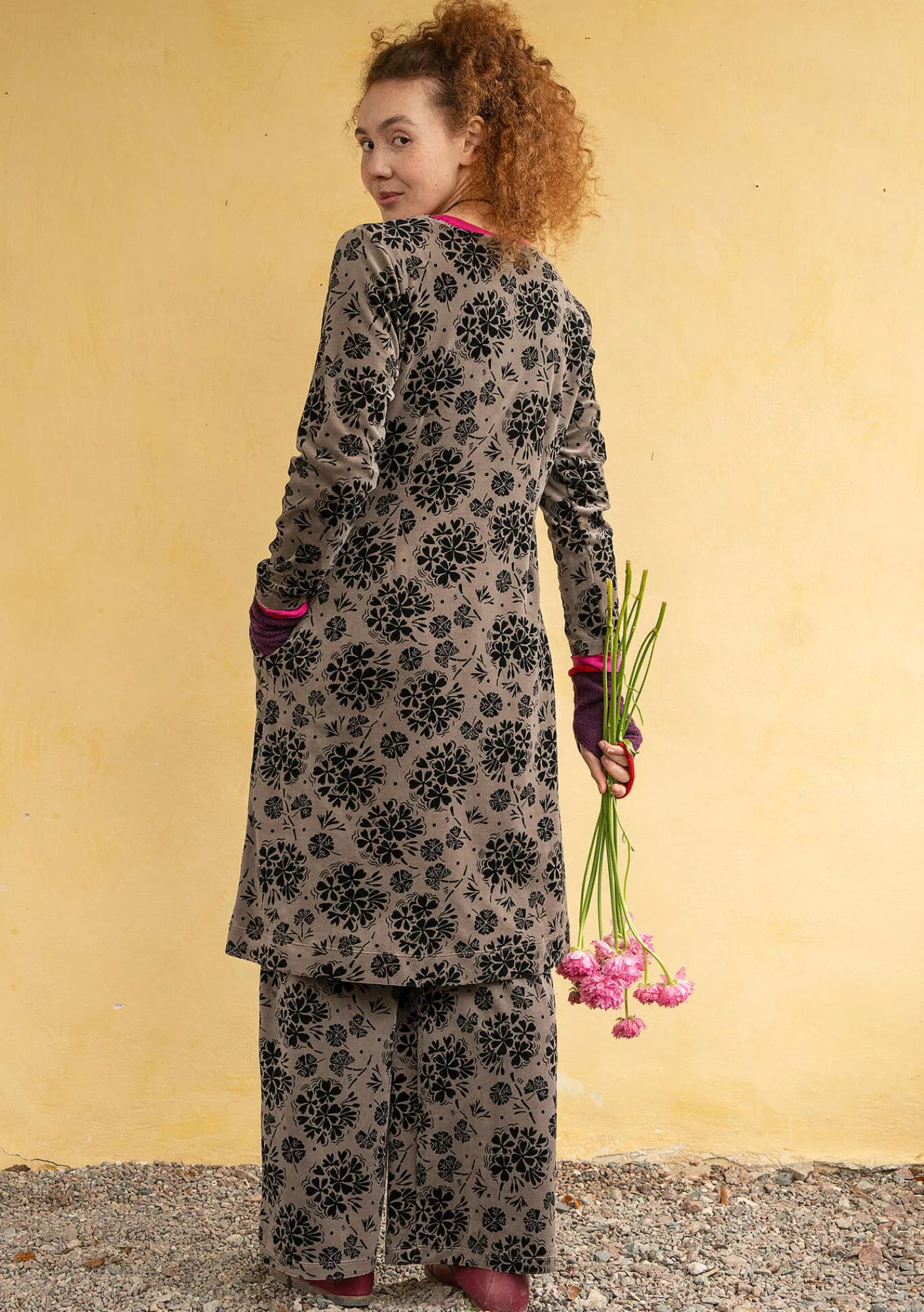 Velourklänning "Selma" i ekologisk bomull/återvunnen polyester-Gudrun Sjödén New