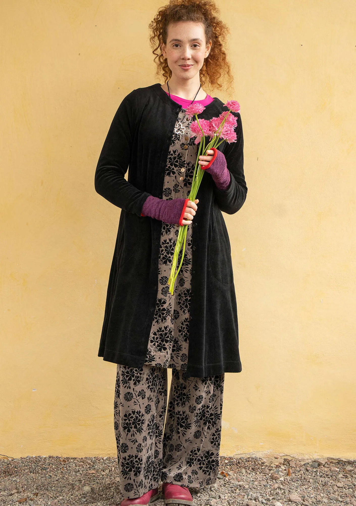 Velourklänning "Selma" i ekologisk bomull/återvunnen polyester-Gudrun Sjödén