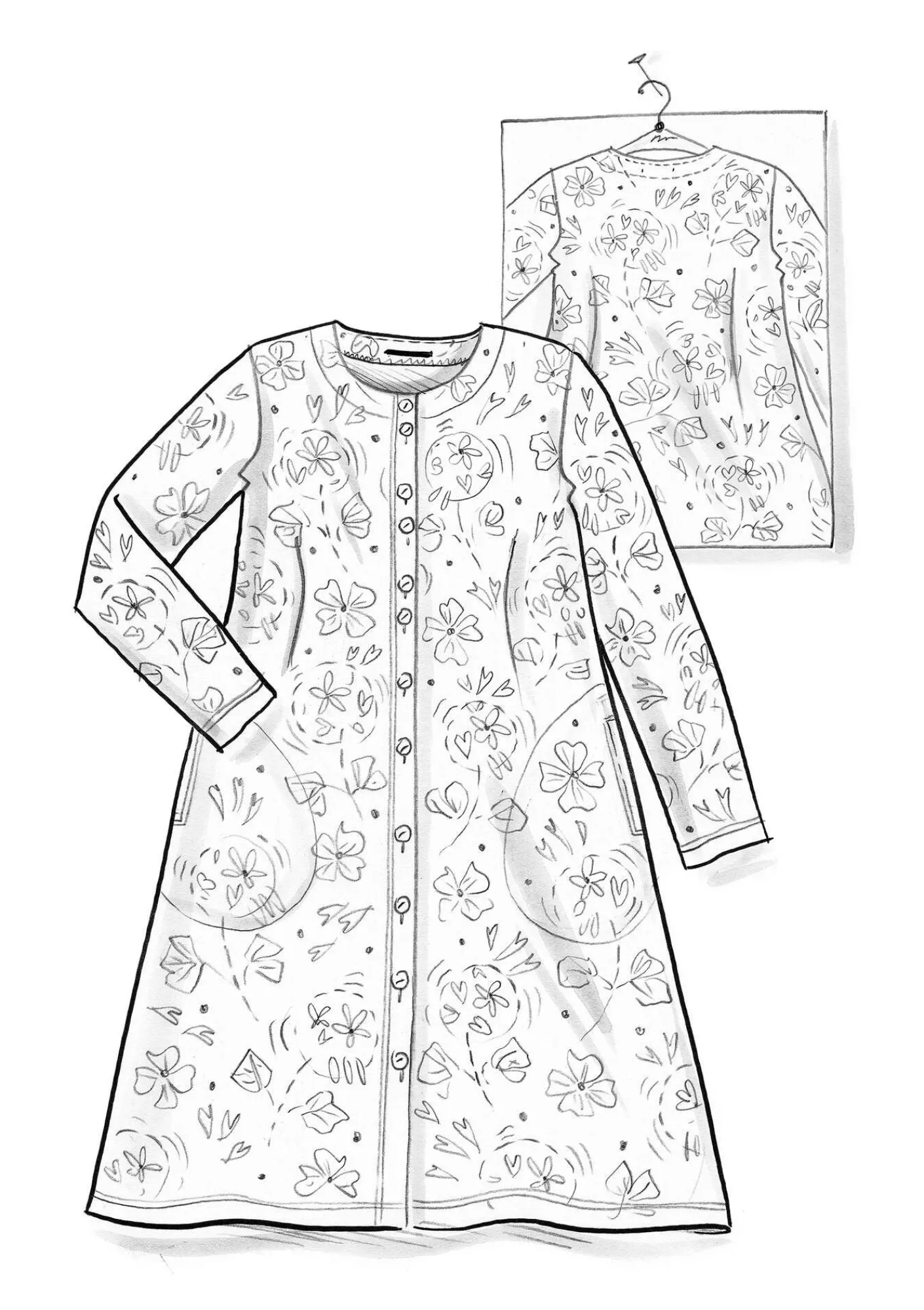 Velourklänning "Selma" i ekologisk bomull/återvunnen polyester-Gudrun Sjödén