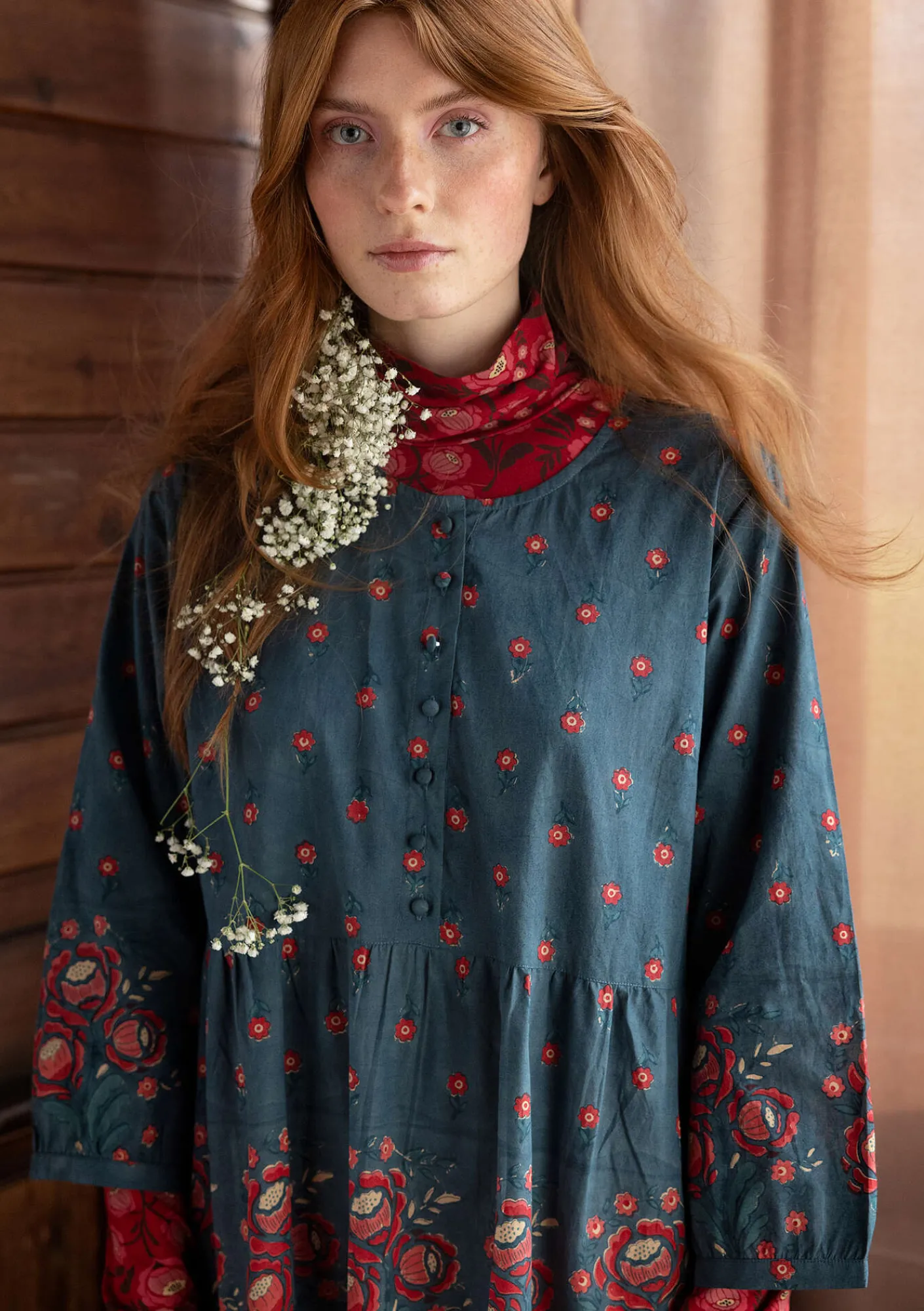 Vävd klänning "Asta" i ekologisk bomull-Gudrun Sjödén Sale