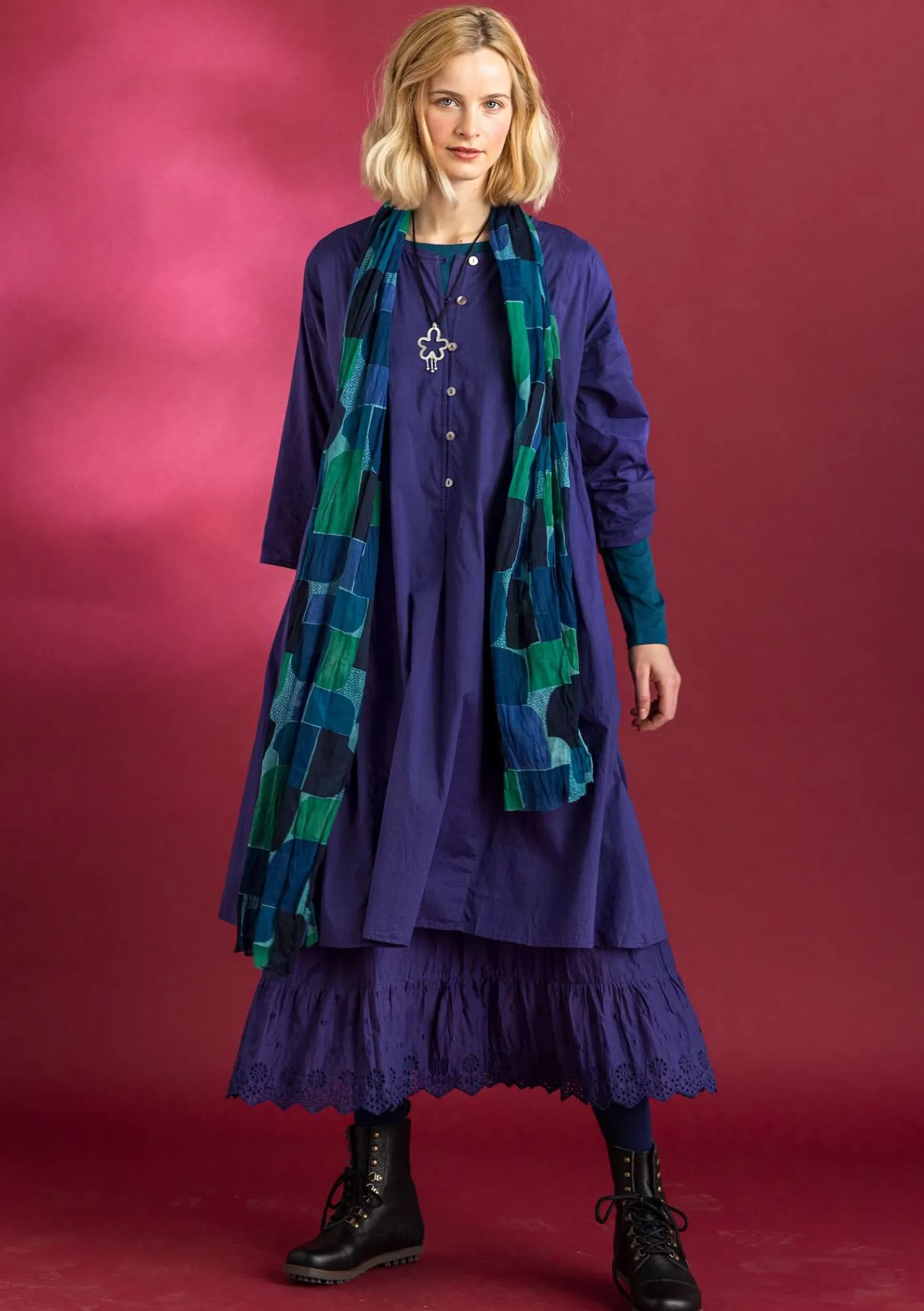 Vävd klänning ”Hedda” i ekologisk bomull-Gudrun Sjödén Clearance