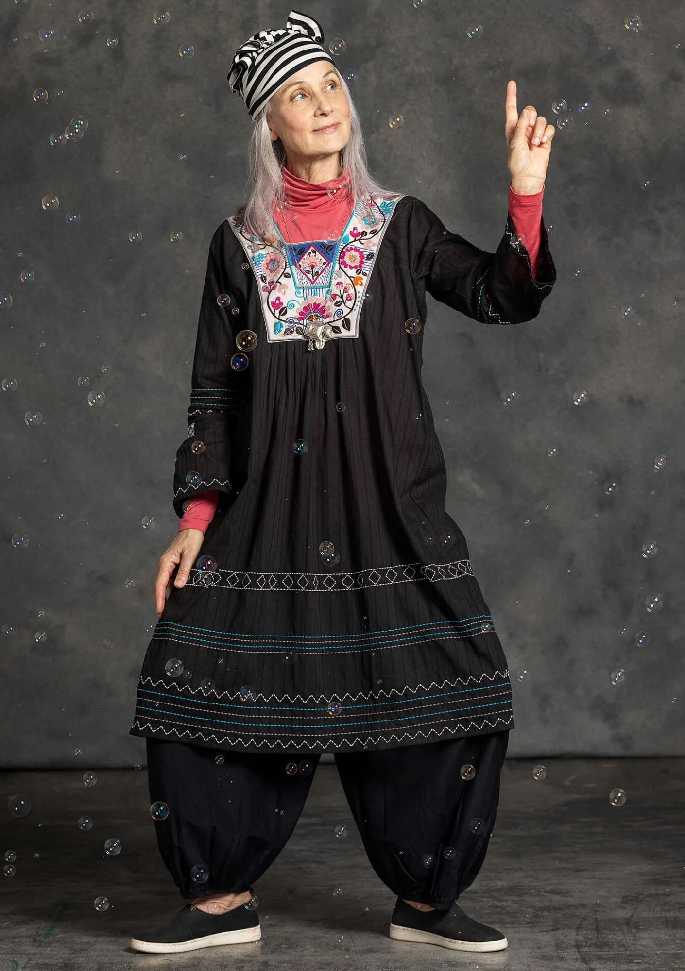 Vävd klänning "Kristina" i ekologisk bomull-Gudrun Sjödén New