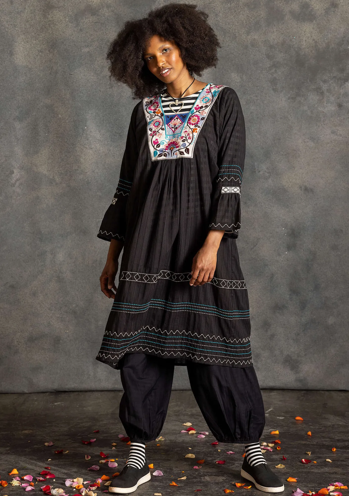 Vävd klänning "Kristina" i ekologisk bomull-Gudrun Sjödén New