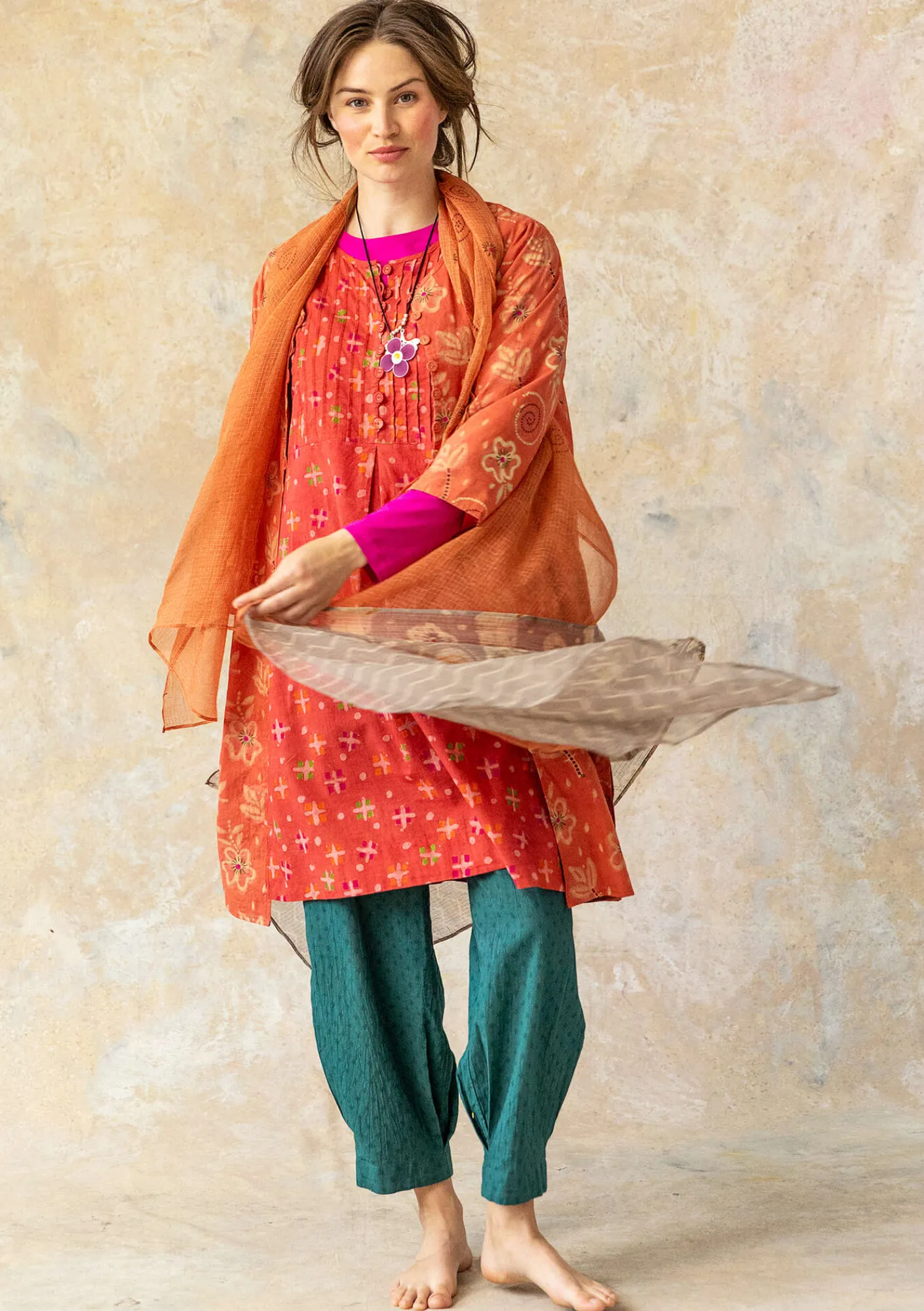 Vävd klänning "Neela" i ekologisk bomull-Gudrun Sjödén Hot