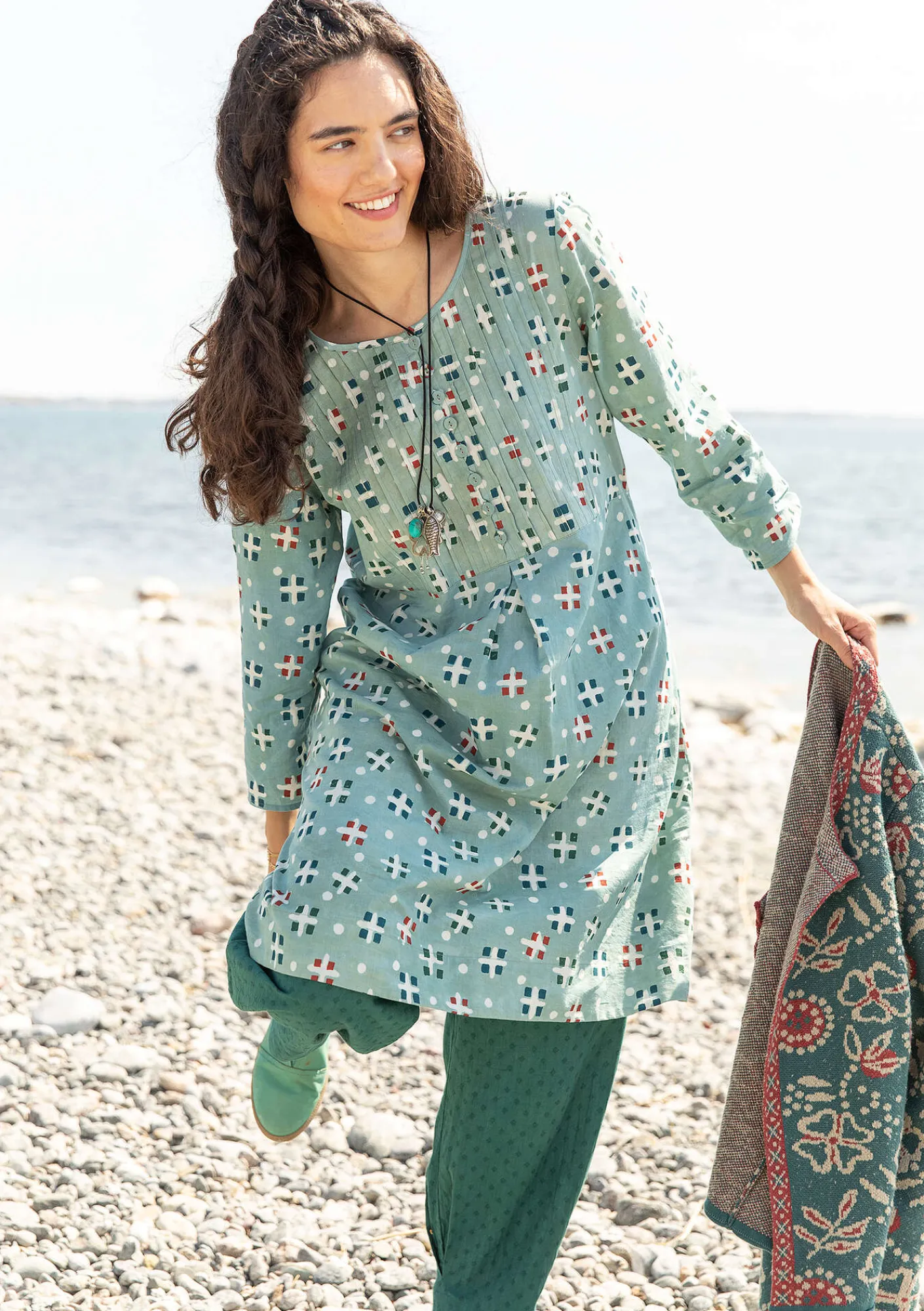 Vävd klänning "Neela" i ekologisk bomull-Gudrun Sjödén