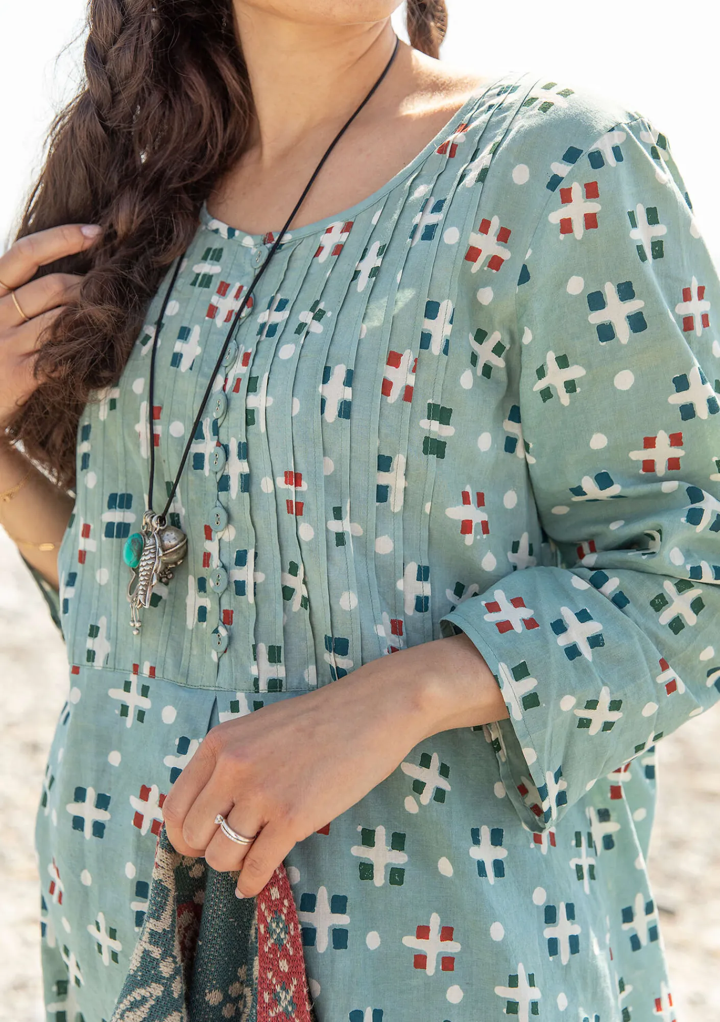 Vävd klänning "Neela" i ekologisk bomull-Gudrun Sjödén