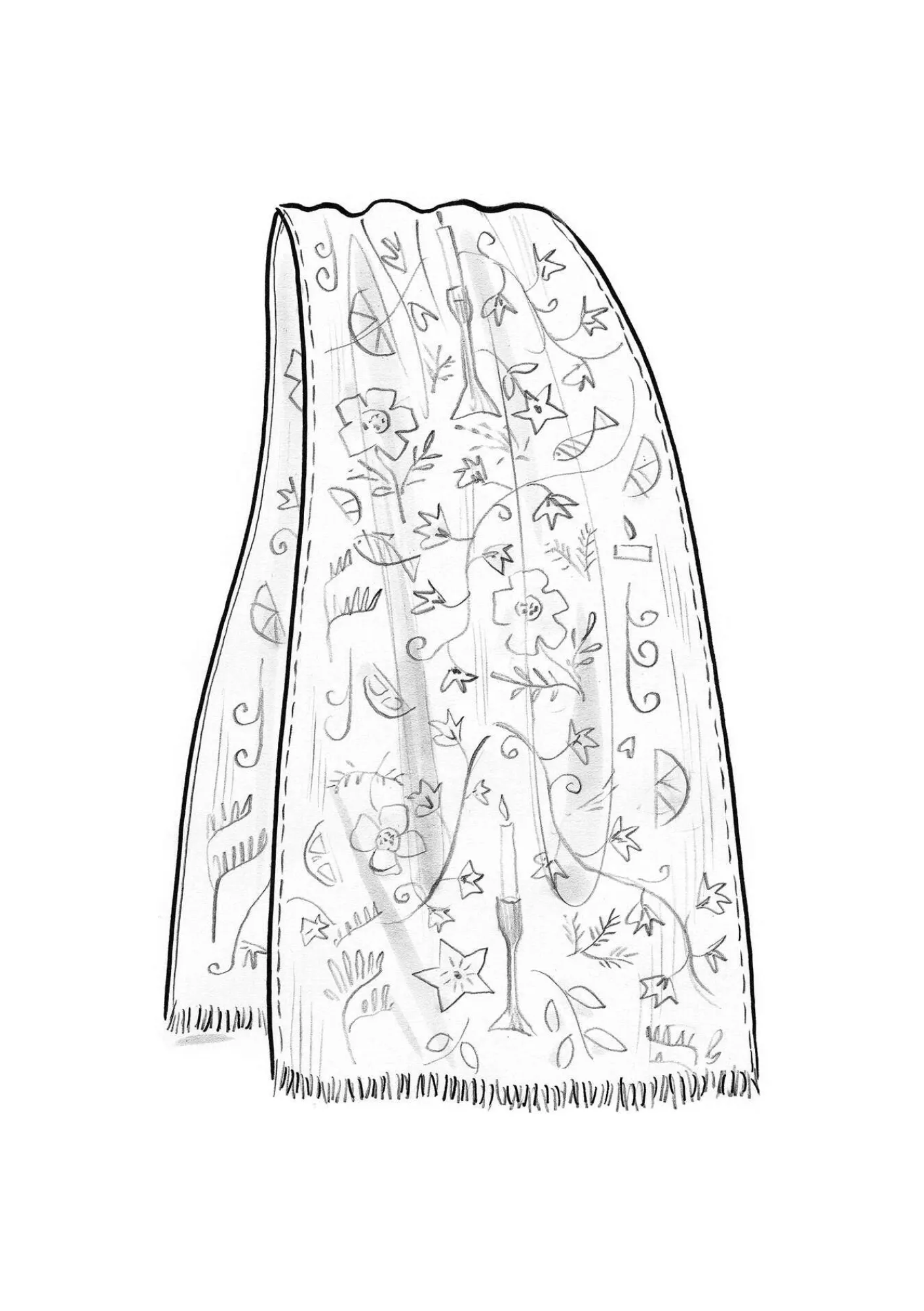 Vävd sjal "Fyrverkeri" i ull-Gudrun Sjödén