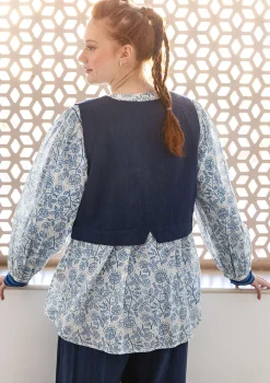 Vävd väst "Stina" i ekologisk bomull-Gudrun Sjödén New